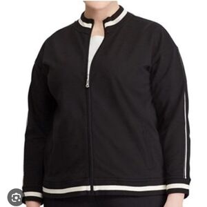 Ralph Lauren Satin-Trimmed Black Bomber Jacket Women's Size 1X